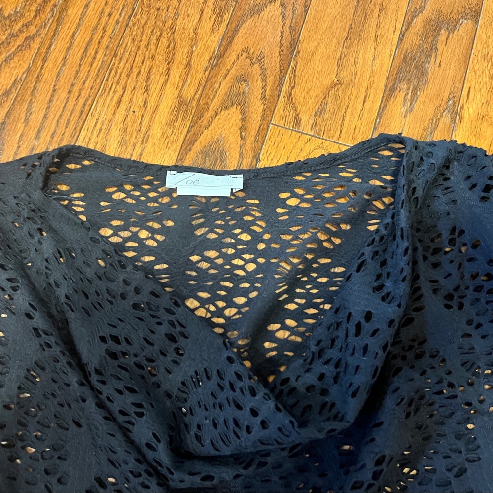 ZOE Black Raw Edge “Ripped” Distressed Rocker Tank - Picture 3 of 5